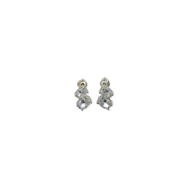 Oval Diamonds İkili Tek Taş Çelik Küpe