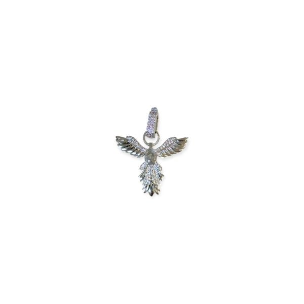 Anka Kuşu Silver Beyaz Taşlı - Kolye Ucu - Ajda Charm