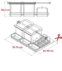 Starax S-2557 Çekmece İçi Otomatik Kapak Çöp Kovası + Deterjanlık