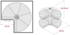 Starax S-3021 Dolap içi Köşe 3/4 Döner Sepet Takımı 74 cm