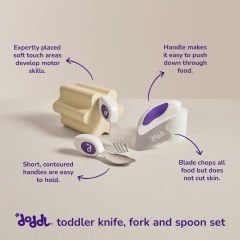 DODDL Çocuklar için Çatal Kaşık Bıçak Seti 3.lü Indigo ve Taşıma Kutusu