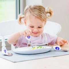 DODDL Çocuklar için Çatal Kaşık Bıçak Seti 3.lü Indigo ve Taşıma Kutusu