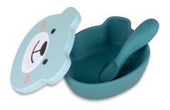 Tum Tum Silikon Vakumlu, Kapaklı Kase ve Kaşık Seti Boris Bear