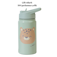 Saro 500ml  Yalıtımlı Paslanmaz Çelik Pipetli Matara / Suluk Termos Ocean Life