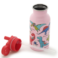 Tyrrell Katz Pipetli Çelik Matara 400ml // Pink Dino