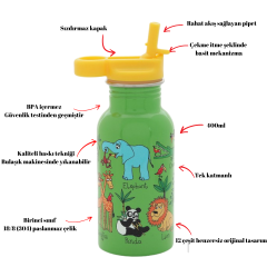 Tyrrell Katz Pipetli Çelik Matara 400ml // Jungle