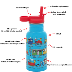Tyrrell Katz Pipetli Çelik Matara 400ml // Trains