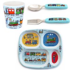 Tyrrell Katz Bebekler için Mini Bölmeli Tabak // Trains