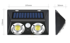Cob Ledli 2 Gözlü Sensörlü Bahçe Solar Lambası Dış Mekan Lamba