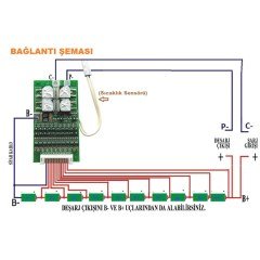 10S BMS 30A Lityum 10 Hücreli 36 Volt Korumalı Şarj Devresi