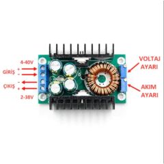 XL4016 DC-DC Akım Voltaj Düşürücü Regülatör Güç Kaynağı 10A 300W