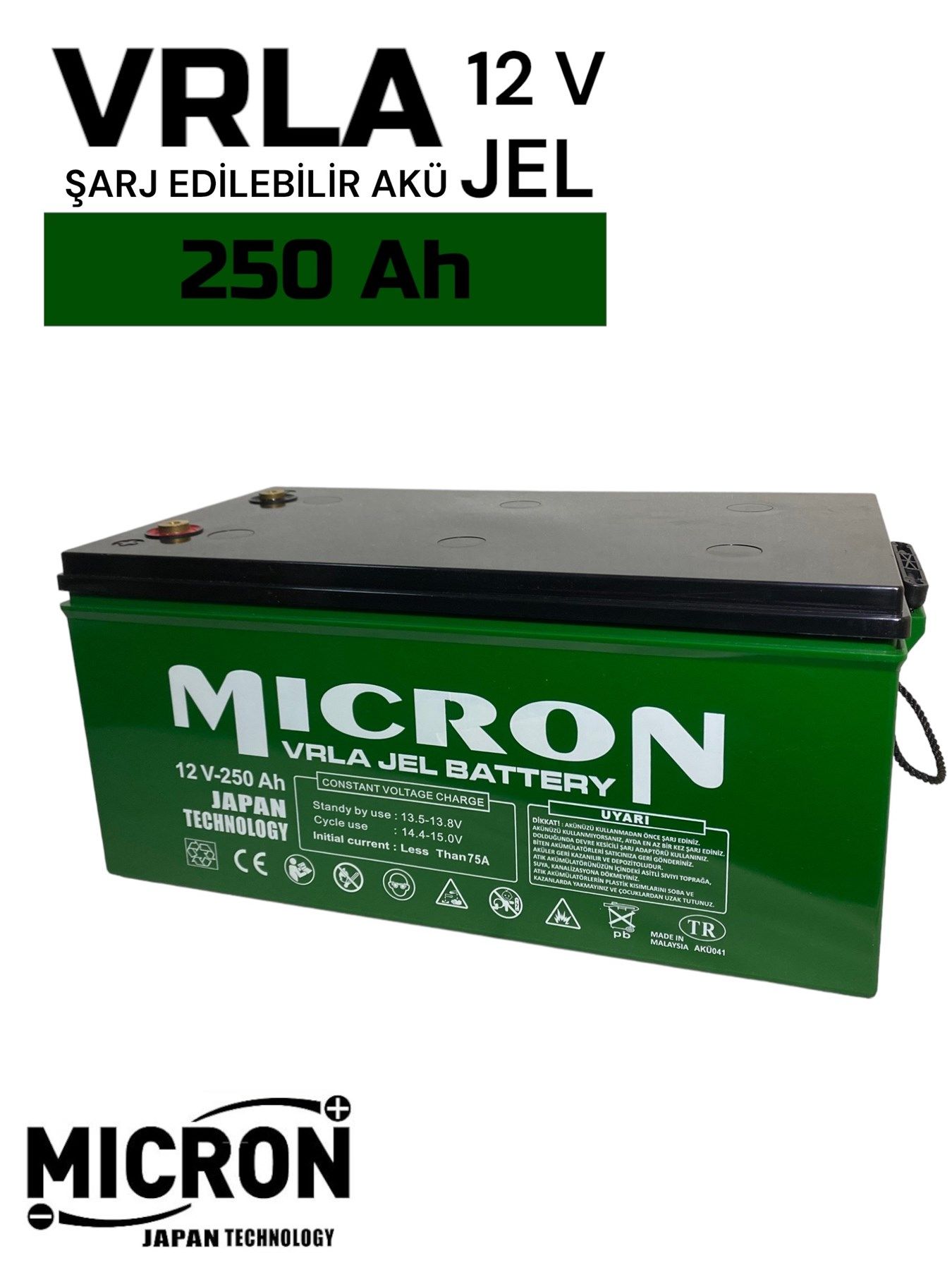 Micron  12V 250 Ah Japon Teknoloji VRLA Jel Akü Akü (Batarya, pil)