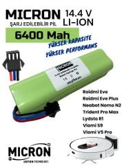 Roidmi Eve,roidmi Eve Plus,neabot Nomo N2,trident Pro Max ,lydsto R1,viomi S9,v5 14.4v 6400 Mah Pil