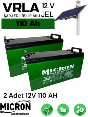 Micron  12V 110 Ah 2 Adet Japon Teknoloji VRLA Jel Akü Akü (Batarya, pil)