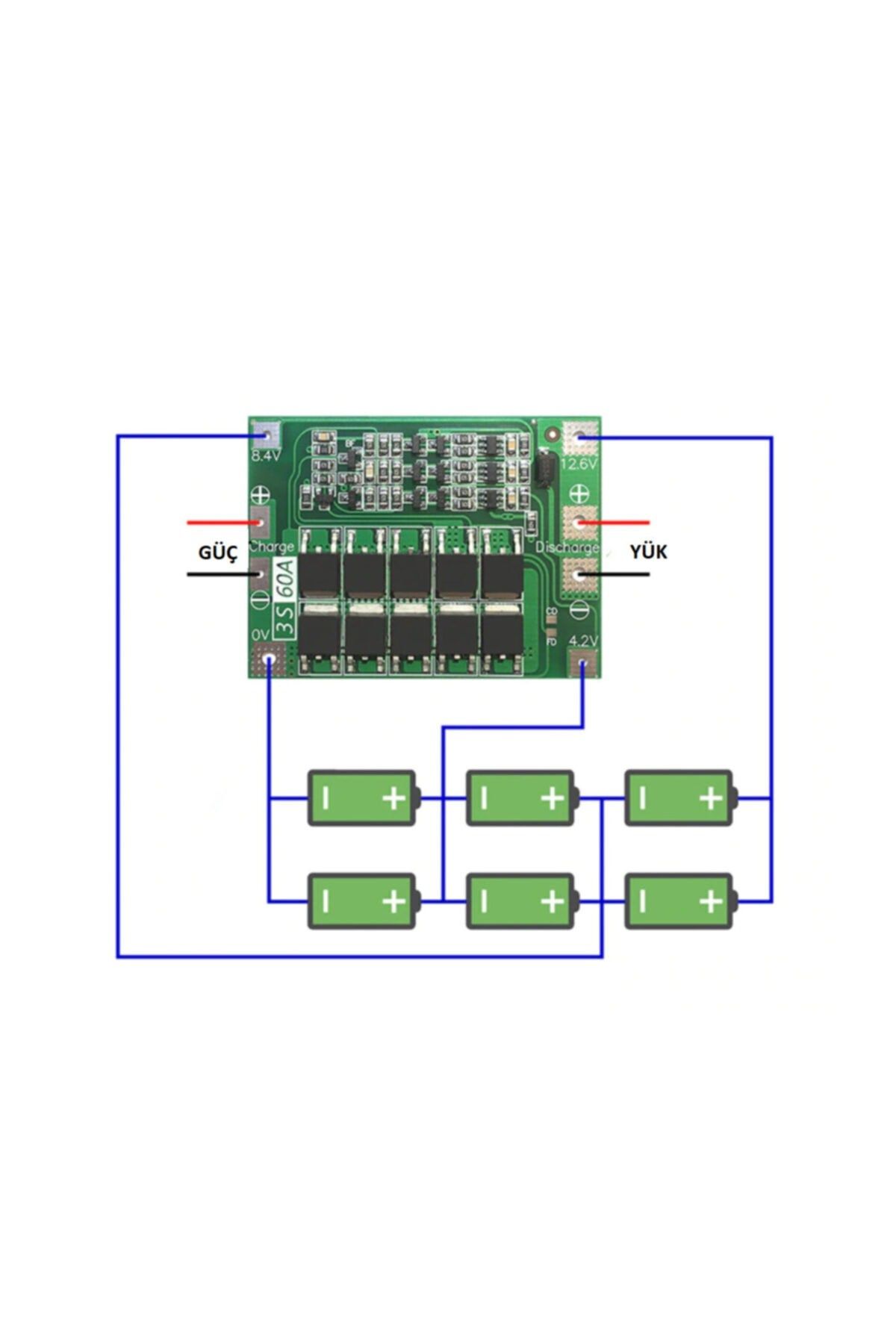3s 60a 12.6v Standart Lityum 18650 Bms Pil Batarya Koruma Modülü