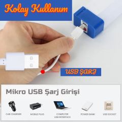 USB Şarjlı 3 Modlu Mıknatıslı Balıkçı - Kamp Feneri LED Şarjlı Işıldak 60 W 52 Cm
