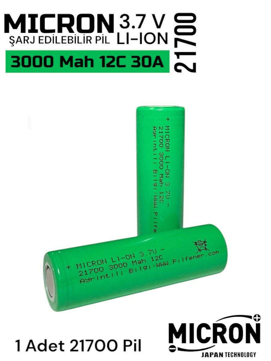 Micron 21700 3000 Mah 12C 30A Li-Ion Pil 1 Adet