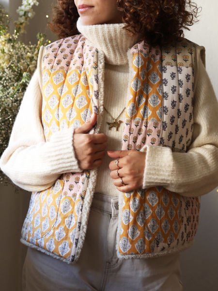 Çift Taraflı Patchwork Kapitone / Peluş Yelek