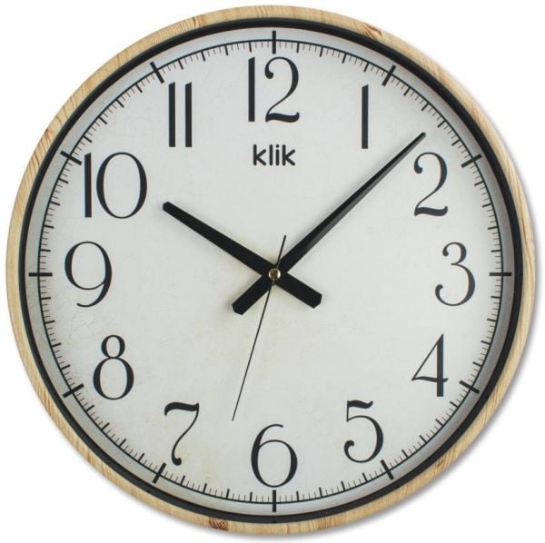 Klik Simplex Çam Dekoratif Sessiz Akar Duvar Saati