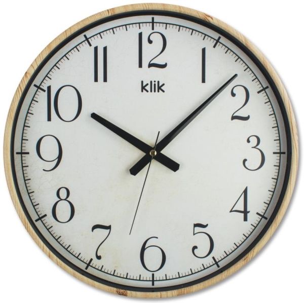 Klik Simplex Çam Dekoratif Sessiz Akar Duvar Saati