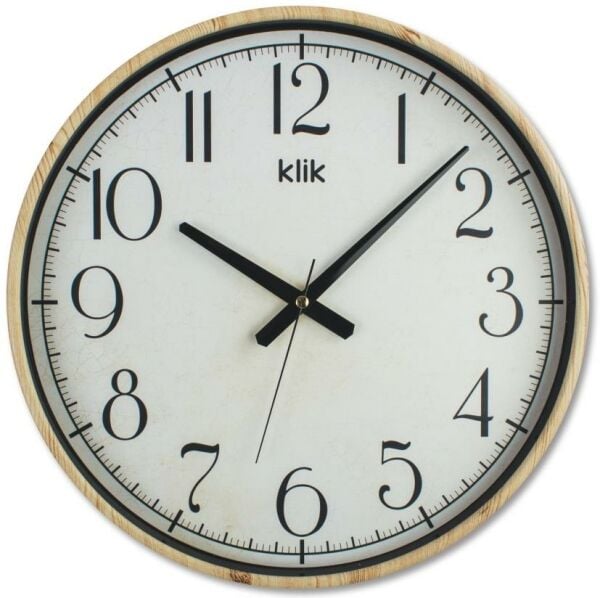 Klik Simplex Çam Dekoratif Sessiz Akar Duvar Saati