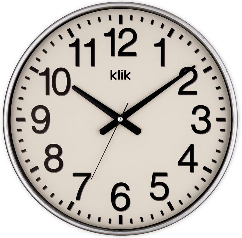 Klik Simplex Gümüş Dekoratif Sessiz Akar Duvar Saati