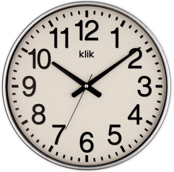 Klik Simplex Gümüş Dekoratif Sessiz Akar Duvar Saati