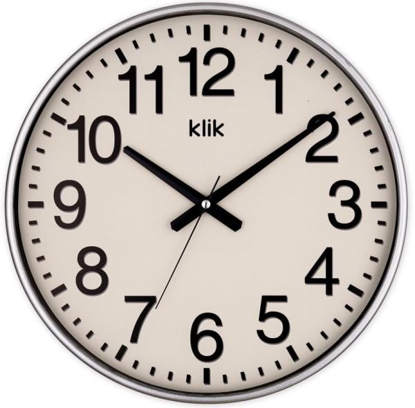 Klik Simplex Gümüş Dekoratif Sessiz Akar Duvar Saati