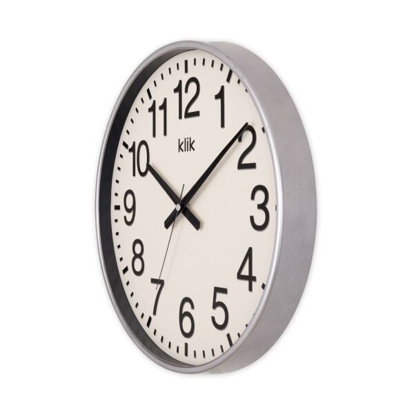 Klik Simplex Gümüş Dekoratif Sessiz Akar Duvar Saati