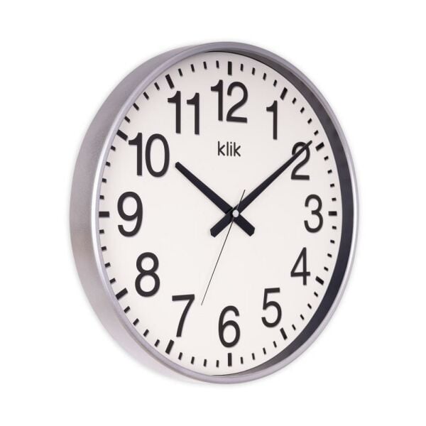 Klik Simplex Gümüş Dekoratif Sessiz Akar Duvar Saati