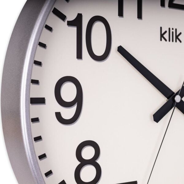 Klik Simplex Gümüş Dekoratif Sessiz Akar Duvar Saati