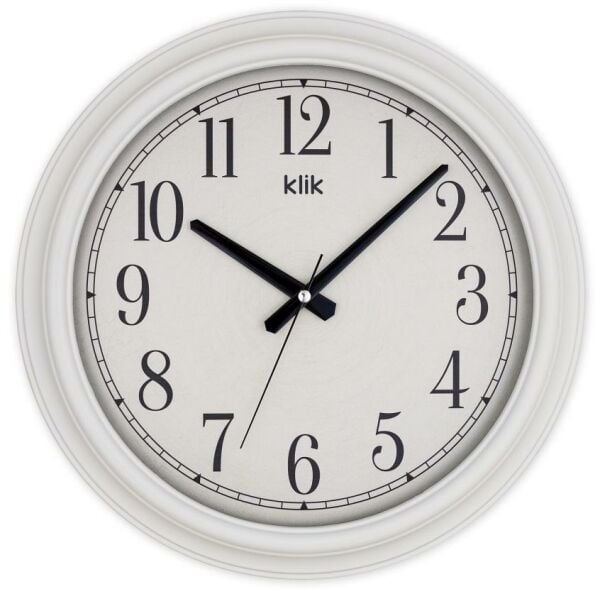Klik Beta Beyaz Dekoratif Sessiz Akar Duvar Saati