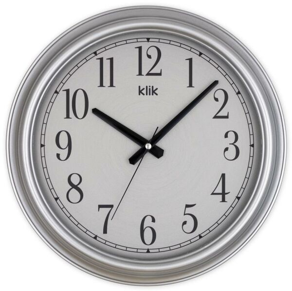 Klik Beta Gümüş Dekoratif Sessiz Akar Duvar Saati