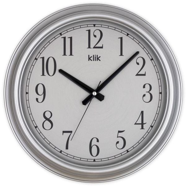 Klik Beta Gümüş Dekoratif Sessiz Akar Duvar Saati
