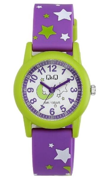Q&Q V22A-007VY Ay Yıldız Desenli Çocuk Kol Saati