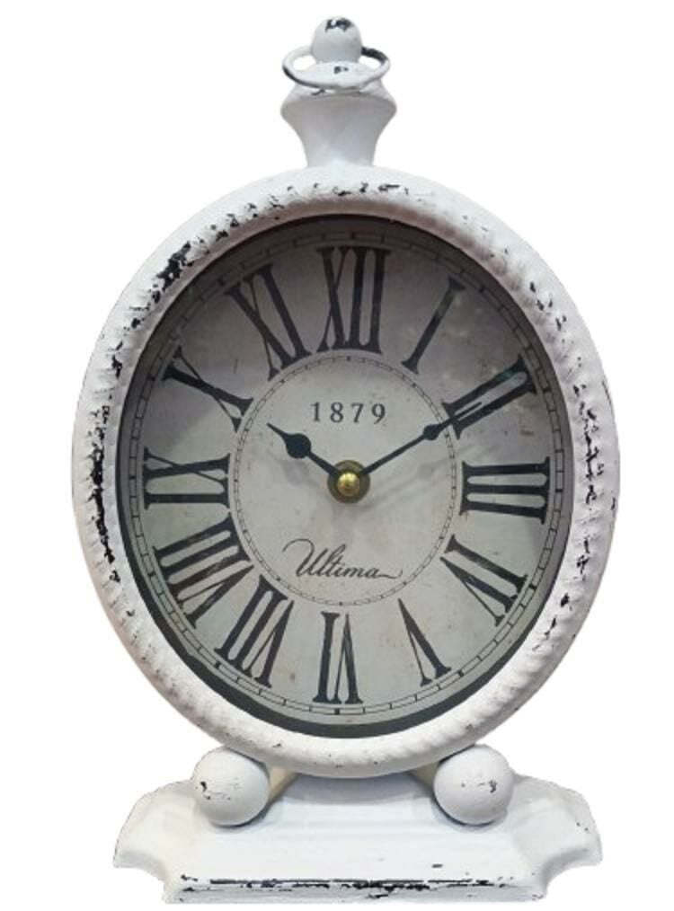 Regal 3152 W Beyaz Ferforje kulplu Antik Masa Saati