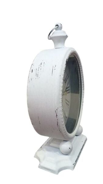 Regal 3152 W Beyaz Ferforje kulplu Antik Masa Saati