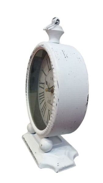Regal 3152 W Beyaz Ferforje kulplu Antik Masa Saati