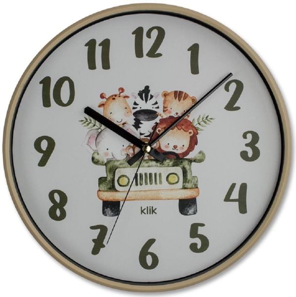 Klik Slim Safari Desenli Çocuk Odası Duvar Saati