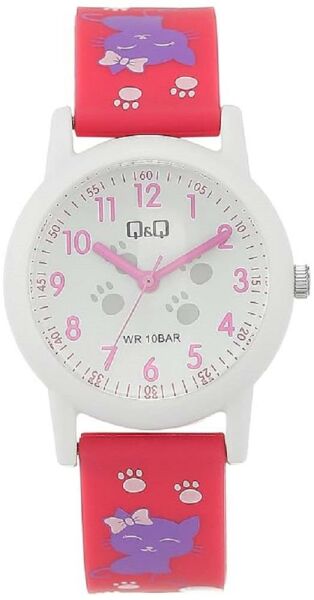 Q&Q V23A-001VY Kedi Pati Desenli Çocuk Kol Saati