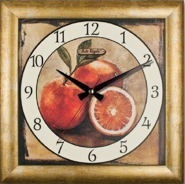 Regal 191 G2 Portakal Ahşap Kasa Lake Köşeli Duvar Saati