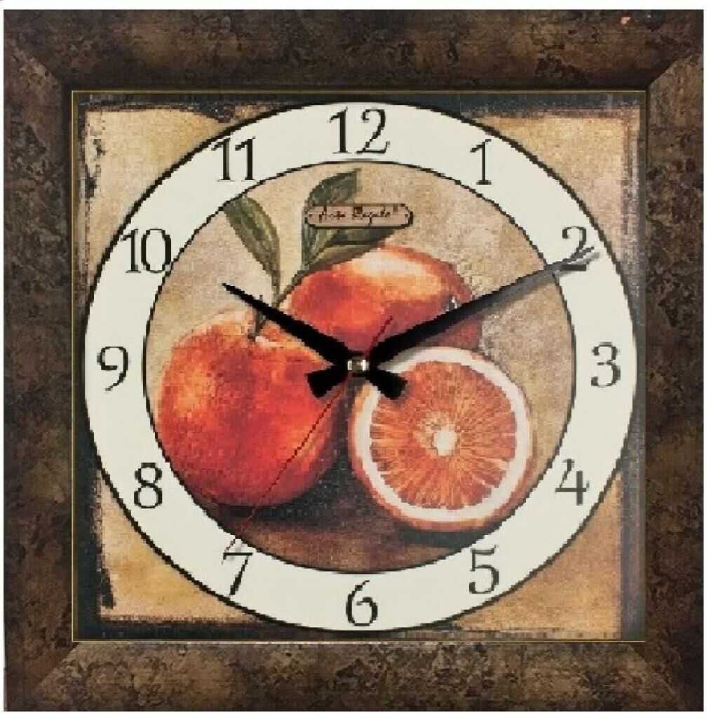 Regal 191 W2 Portakal Ahşap Kasa Lake Köşeli Duvar Saati