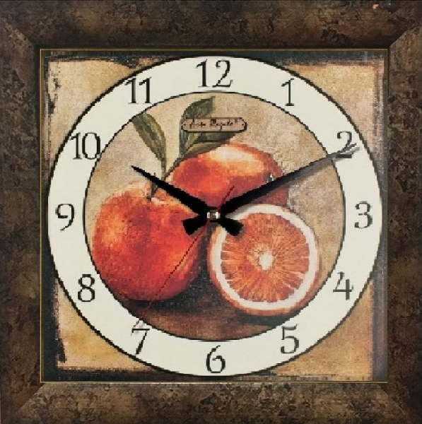 Regal 191 W2 Portakal Ahşap Kasa Lake Köşeli Duvar Saati