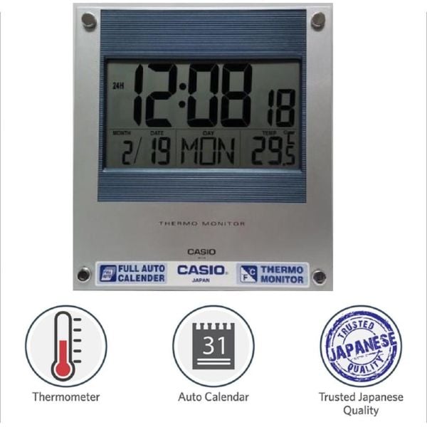 Casio ID-11S-2DF Dijital Termometre Takvimli Duvar Saati