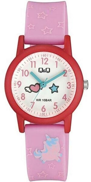 Q&Q V23A-008VY Yıldız-Kalp Desenli Çocuk Kol Saati