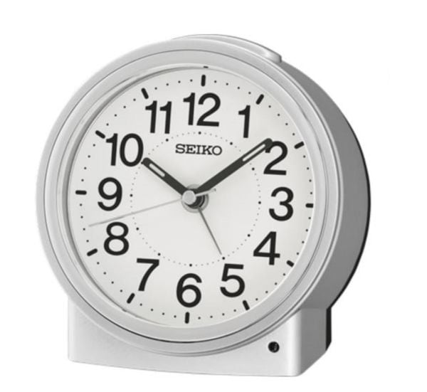 Seiko QHE199S Sessiz Saniyeli Sensörlü Otomatik Aydınlatma Beep Sesli Alarm 5 dk Ertelemeli Masa Saati