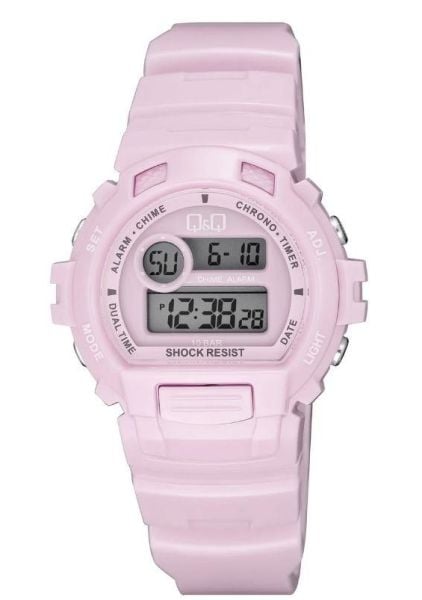 Q&Q G14A-003VY Pembe Renkli Alarmlı Tarihli Kronometreli Işıklı Çocuk Kol Saati
