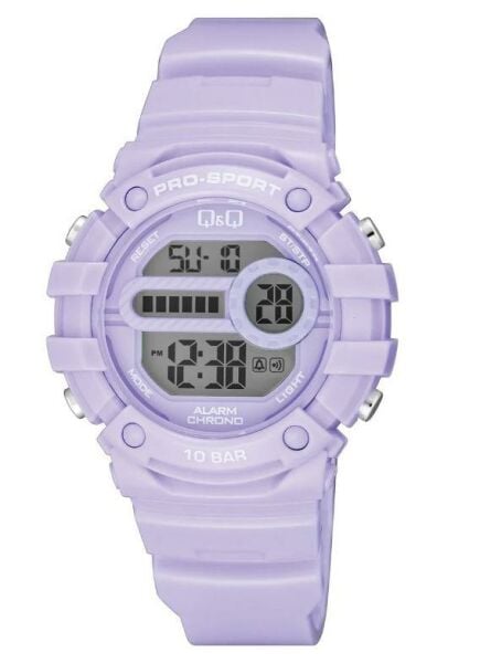Q&Q G15A-004VY Mor Renkli Alarmlı Tarihli Kronometreli Işıklı Çocuk Kol Saati