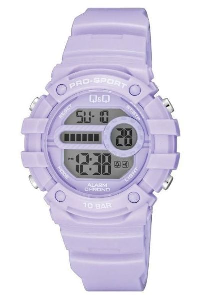 Q&Q G15A-004VY Mor Renkli Alarmlı Tarihli Kronometreli Işıklı Çocuk Kol Saati