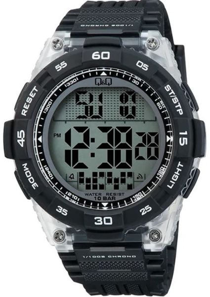 Q&Q G21A-001VY Siyah Renkli Alarmlı Tarihli Kronometreli Işıklı Genç Kol Saati